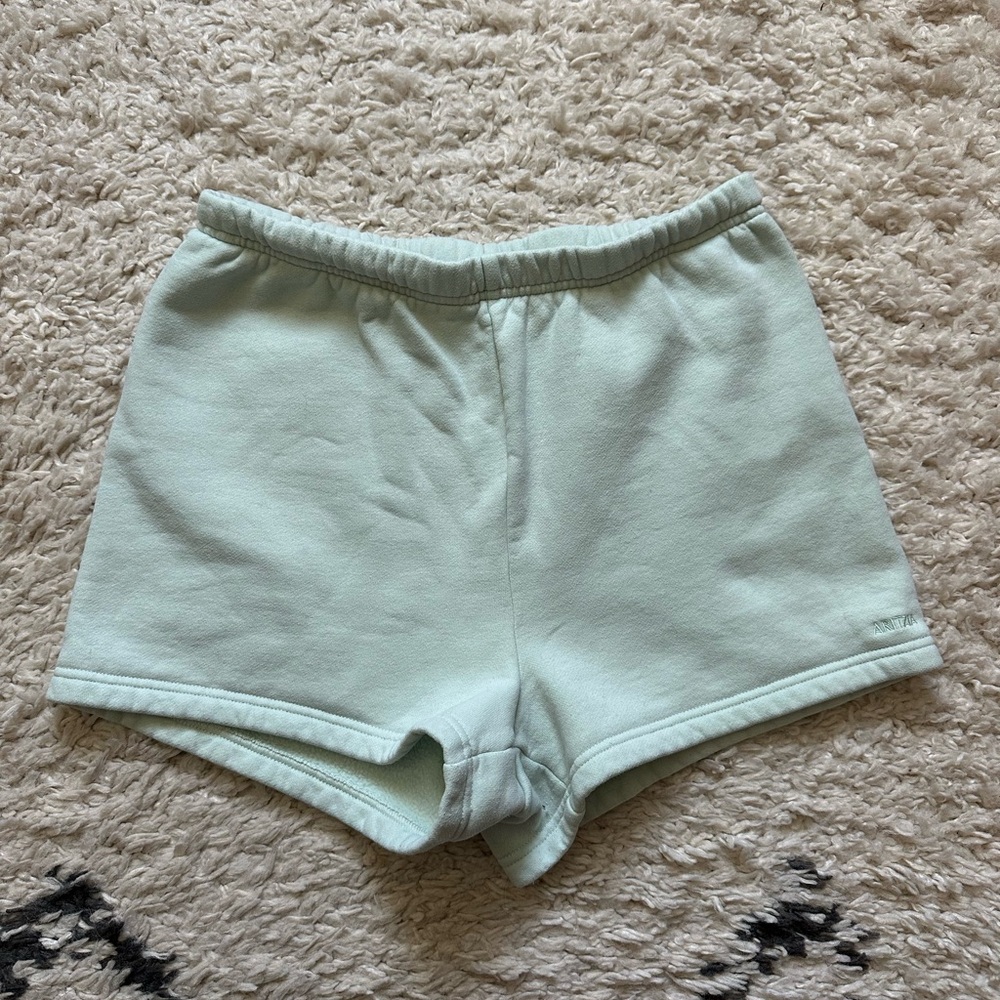 Aritzia Green Sweatfleece Athletic Shorts with Elastic Waistband